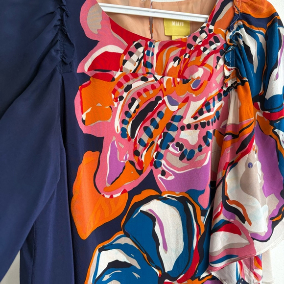 Anthropologie Maeve Floral Vero Flutter Sleeves Silk Shift Dress Sz Small - Picture 5 of 15